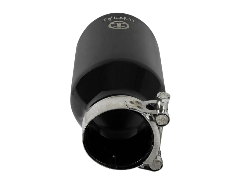 aFe Takeda 304 Stainless Steel Clamp-On Exhaust Tip 2.5in.Inlet / 4in Outlet - Black - DTX Performance