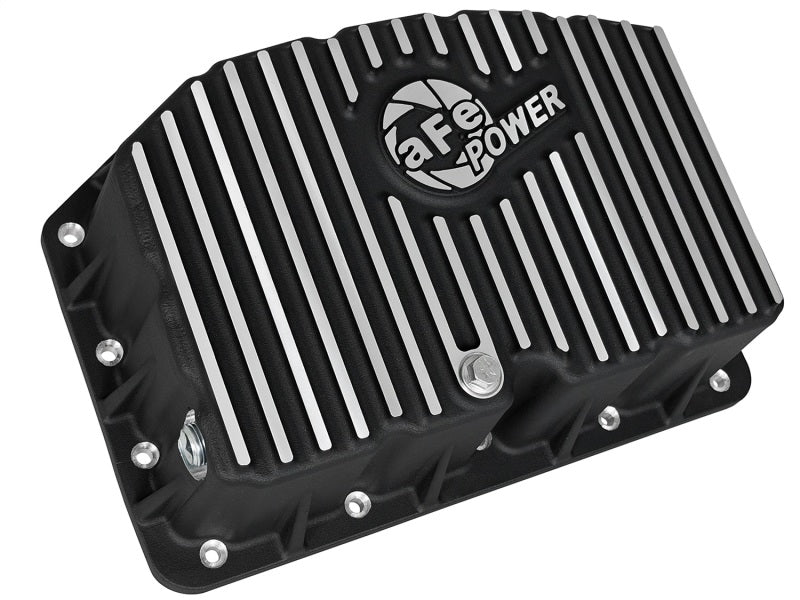 AFE Pro Series Engine Oil Pan Black w/Machined Fins; 11-16 Ford Powerstroke V8-6.7L (td) - DTX Performance