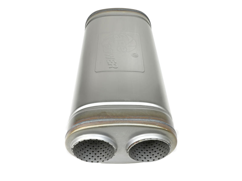 aFe MACH Force-Xp 409 SS Muffler 3in Dual Inlet/Dual Outlet 5in H x 8in W x 18in L - Oval Body - DTX Performance