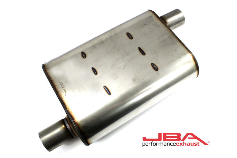 JBA Universal Chambered Style 304SS Muffler 13x9.75x4 2in Inlet Diameter Offset/Offset - DTX Performance