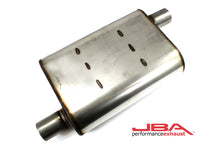 Load image into Gallery viewer, JBA Universal Chambered Style 304SS Muffler 13x9.75x4 2in Inlet Diameter Offset/Offset - DTX Performance