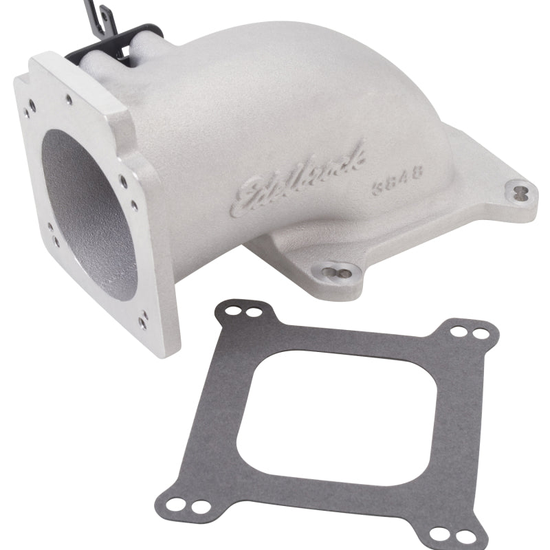 Edelbrock Low Profile Intake Elbow 90mm Throttle Body to Square-Bore Flange As-Cast Finish - DTX Performance