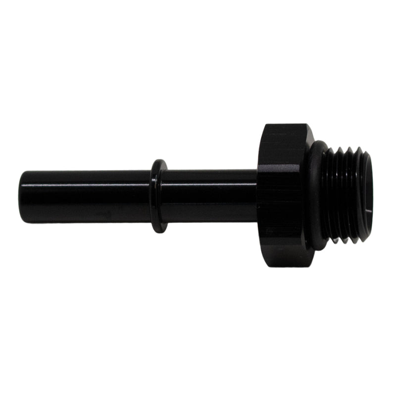 DeatschWerks 6AN ORB Male to 5/16in Male EFI Quick Connect Adapter - Anodized Matte Black - DTX Performance