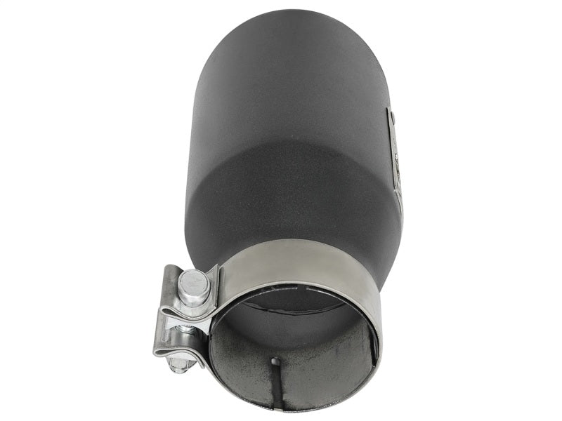 aFe MACH Force-Xp 3in 304 SS Metallic Black Exhaust Tip 3in In x 4-1/2in Out x 9in L Clamp-On Right - DTX Performance