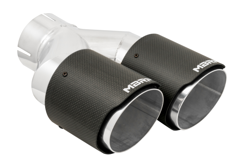 MBRP 3in ID / Dual 4in OD Out Staggered L 9.37in / R 9.87in Dual Wall Carbon Fiber Univ Exhaust Tip - DTX Performance