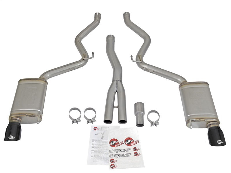 aFe MACHForce XP Exhausts Cat-Back SS-304 EXH w/ Black Tips 15-16 Ford Mustang EcoBoost 2.3L (t) - DTX Performance