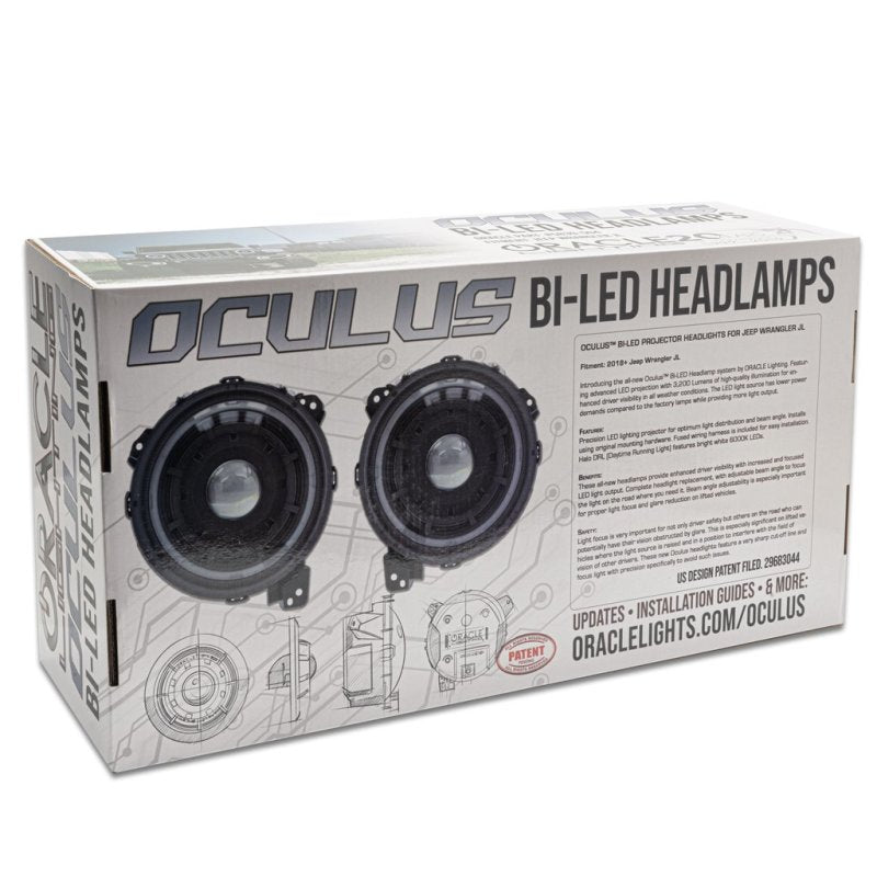 Oracle Oculus Bi-LED Projector Headlights for Jeep JL/Gladiator JT - Satin Silver - 5500K - DTX Performance