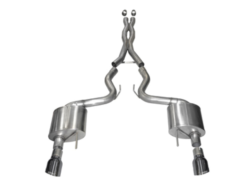 Corsa 15-17 Ford Mustang GT Coupe 5.0L 3in Sport Cat-Back Exhaust Dual Rear Exit w/ Gun Metal Tips - DTX Performance