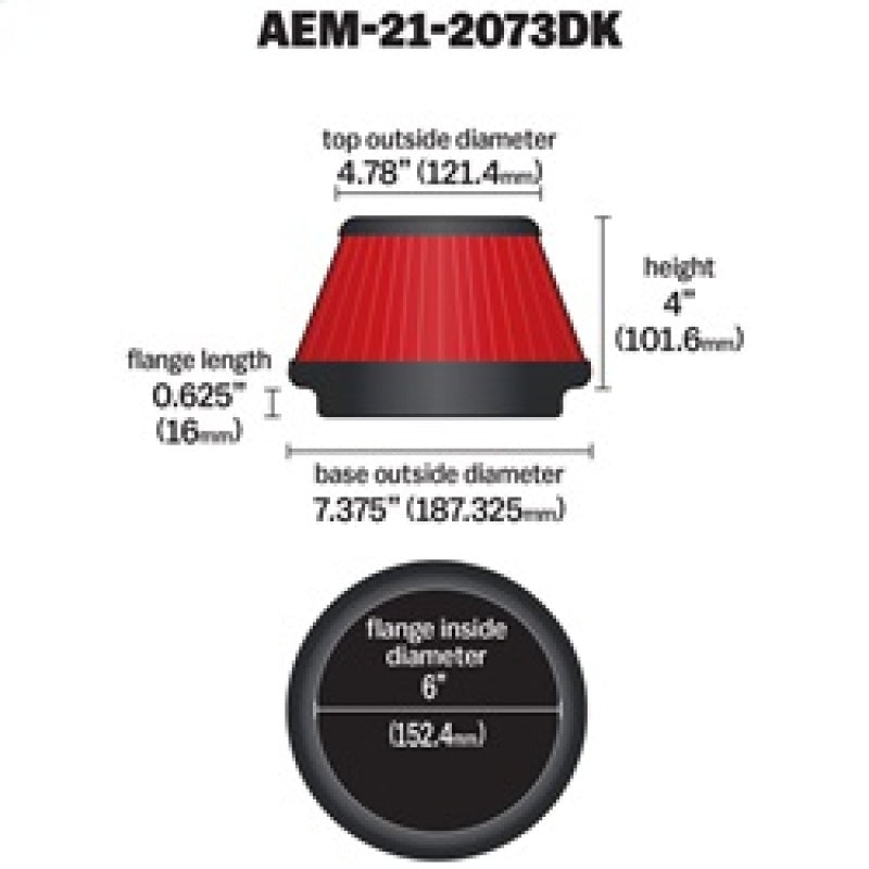 AEM 5 inch x 5 inch DryFlow Air Filter - DTX Performance