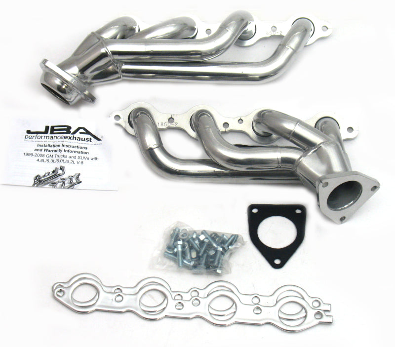 JBA 02-13 GM Truck 4.8L/5.3L LS Silver Ctd Cat4Ward Header - DTX Performance