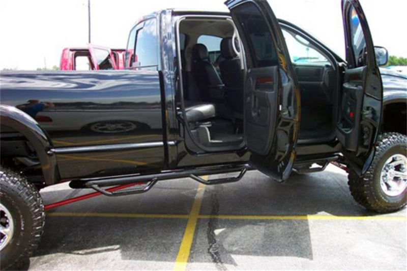 N-Fab Nerf Step 02-08 Dodge Ram 1500/2500/3500 Quad Cab 8ft Bed - Gloss Black - Bed Access - 3in - DTX Performance