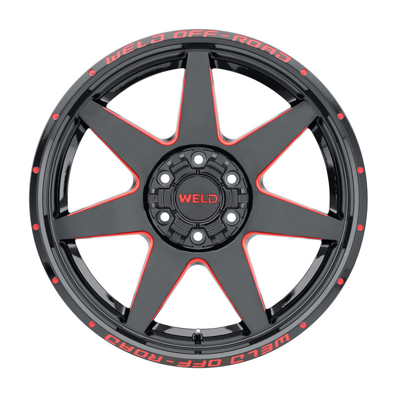 Weld Off-Road W110 20X10 Retaliate 5X127 5X139.7 ET-18 BS4.75 Gloss Black MIL Red 87.1 - DTX Performance