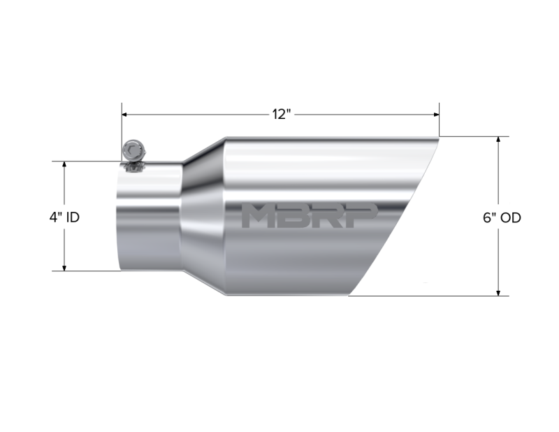 MBRP Universal Tip 6 O.D. Dual Wall Angled 4 inlet 12 length - DTX Performance