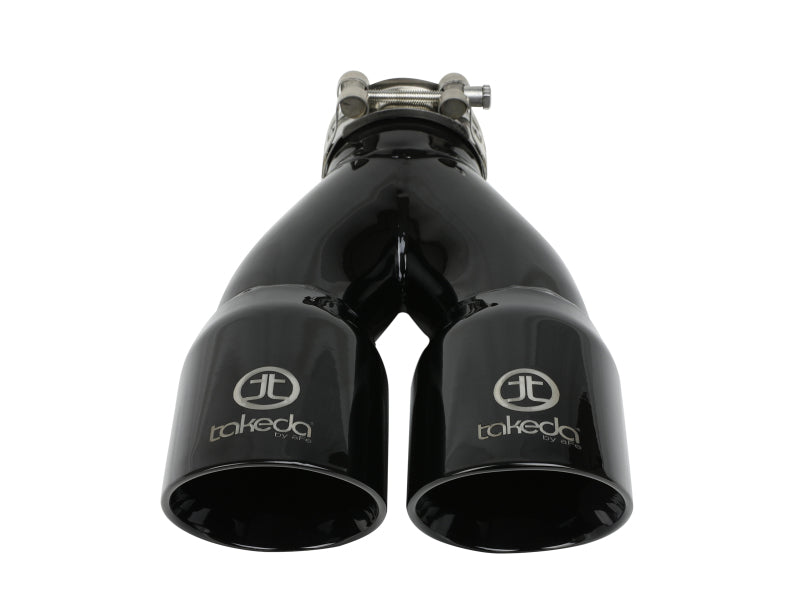 aFe Takeda 2.5in 304 Stainless Steel Clamp-on Exhaust Tip 2.5in Inlet 3in Dual Outlet - Black - DTX Performance