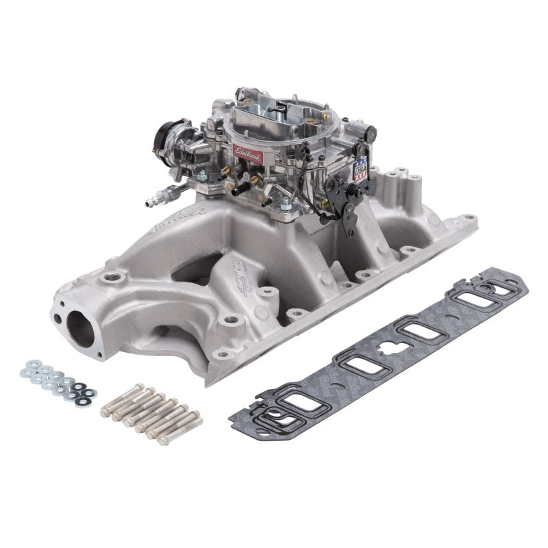 Edelbrock Manifold And Carb Kit Performer RPM Air-Gap Small Block Ford 351W Natural Finish - DTX Performance