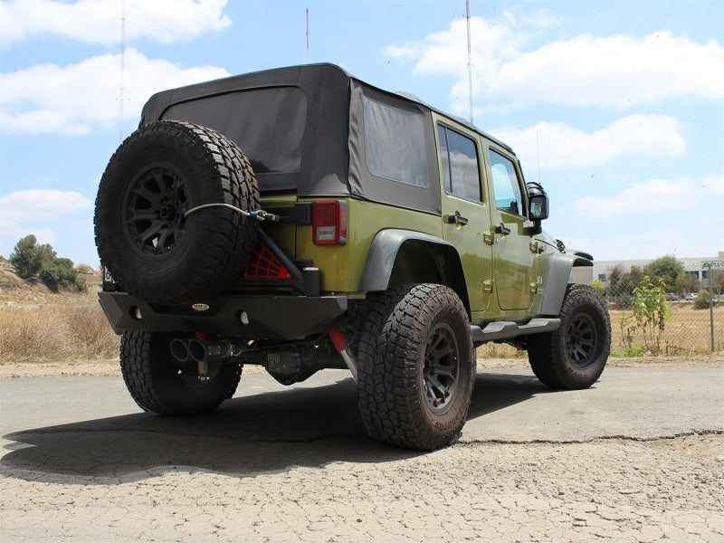 aFe Rebel Series Cat-Back 2.5in Dual Center Exit SS Exhaust w/ Black Tips 07-14 Jeep Wrangler V6 - DTX Performance