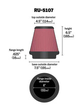 Load image into Gallery viewer, K&amp;N Universal Air Filter 6in Flange / 7-1/2in Base / 4-1/2in Top / 6-1/2in Height - DTX Performance