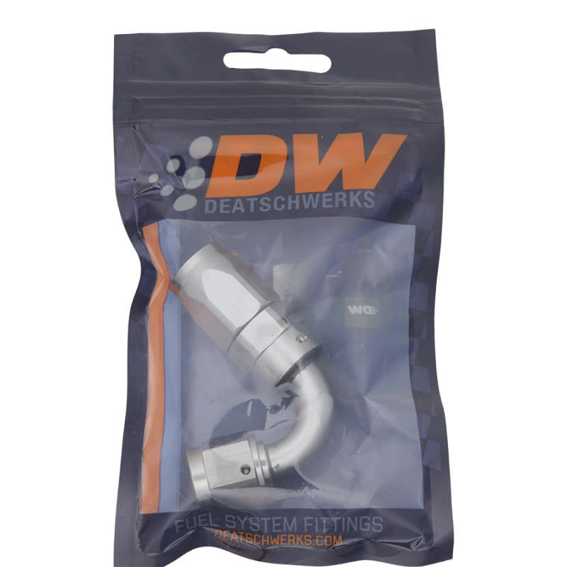 DeatschWerks 6AN Female Swivel 120-Degree Hose End CPE - Anodized DW Titanium - DTX Performance