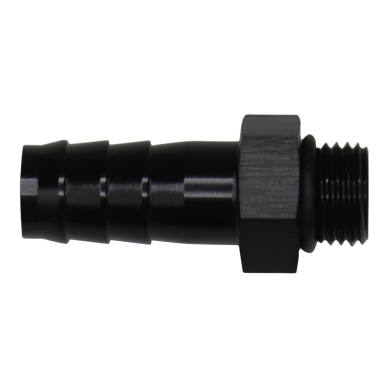 DeatschWerks 6AN ORB Male to 1/2in Male Triple Barb Fitting (Incl O-Ring) - Anodized Matte Black - DTX Performance