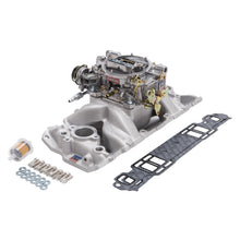 Load image into Gallery viewer, Edelbrock Manifold And Carb Kit Performer Air-Gap Small Block Chevrolet 1957-1986 Natural Finish - DTX Performance