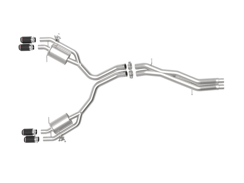 aFe 18-20 Audi RS5 Coupe MACH Force-Xp 3in to 2.5in 304 SS Axle-Back Exhaust System-Quad Carbon Tips - DTX Performance