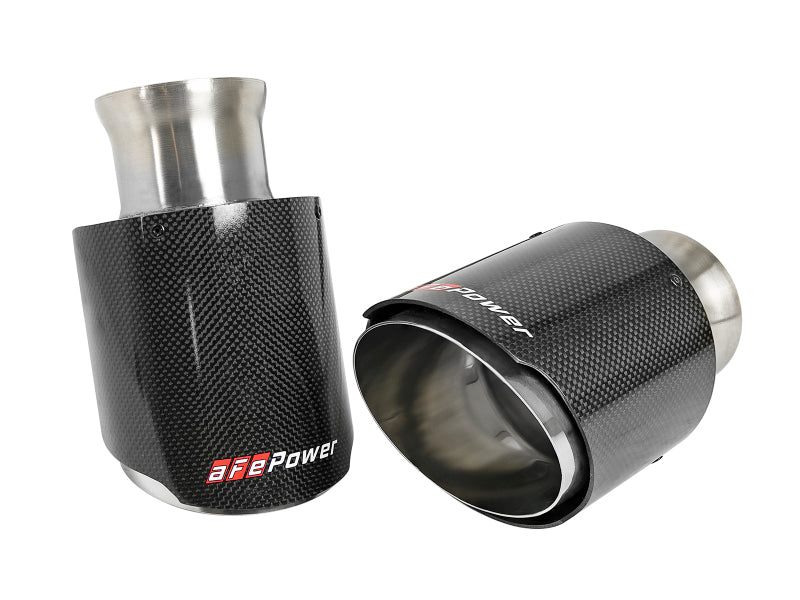 aFe MACH Force-XP 4-1/2in Carbon Fiber OE Replacement Exhaust Tips - 15-19 Dodge Charger/Hellcat - DTX Performance