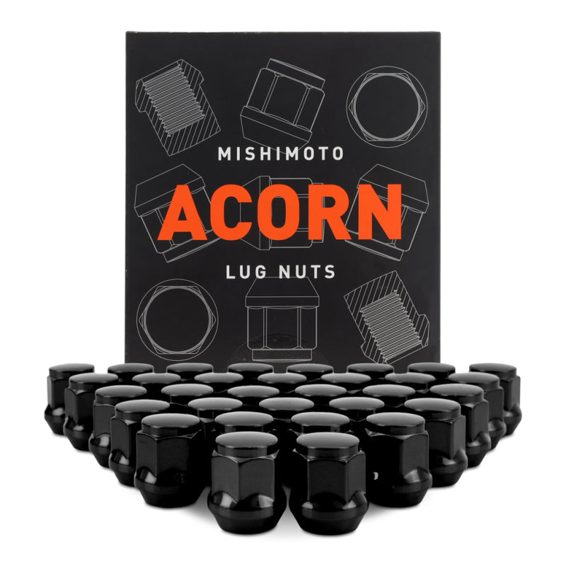 Mishimoto Steel Acorn Lug Nuts M14 x 1.5 - 32pc Set - Black - DTX Performance