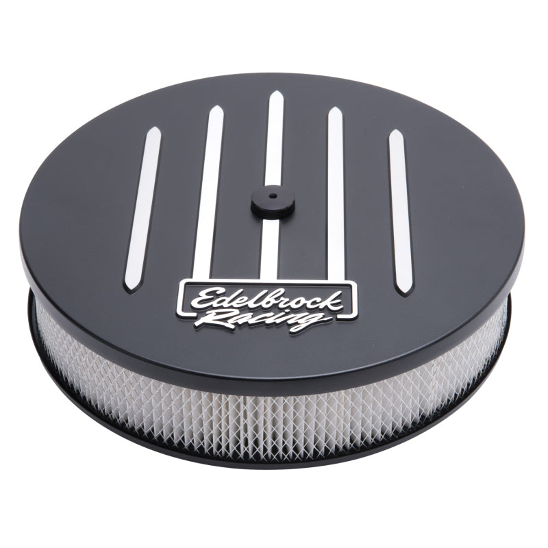 Edelbrock Air Cleaner Racing Series Round Aluminum Top Cloth Element 14In Dia X 3 125In Dropped Base - DTX Performance