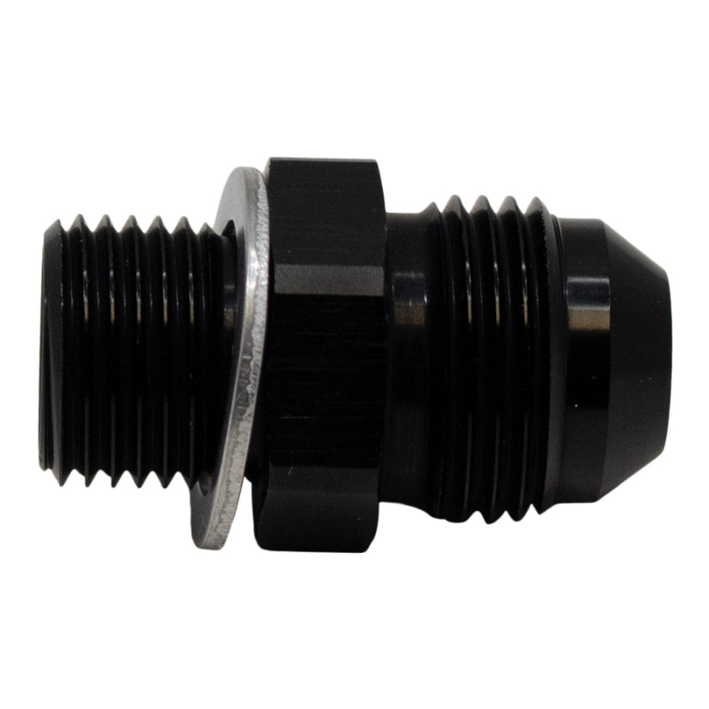 DeatschWerks 8AN Male Flare to M16 X 1.5 Male Metric Adapter (Incl Washer) - Anodized Matte Black - DTX Performance