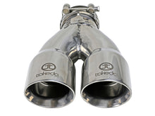 Load image into Gallery viewer, aFe Takeda 2.5in 304 Stainless Steel Clamp-on Exhaust Tip 2.5in Inlet 3in Dual Outlet - Polished - DTX Performance