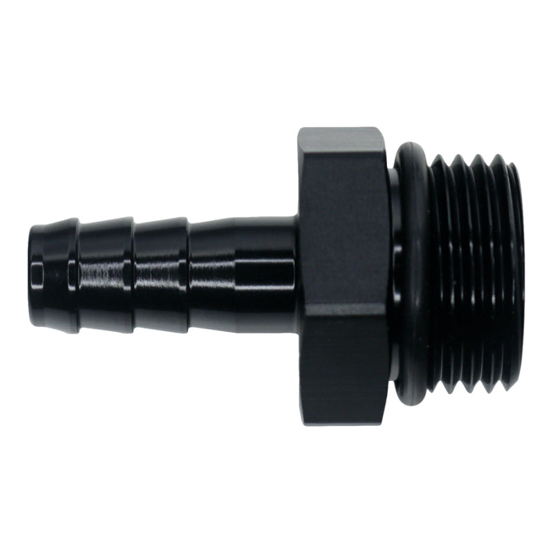 DeatschWerks 10AN ORB Male to 3/8in Male Triple Barb Fitting (Incl O-Ring) - Anodized Matte Black - DTX Performance