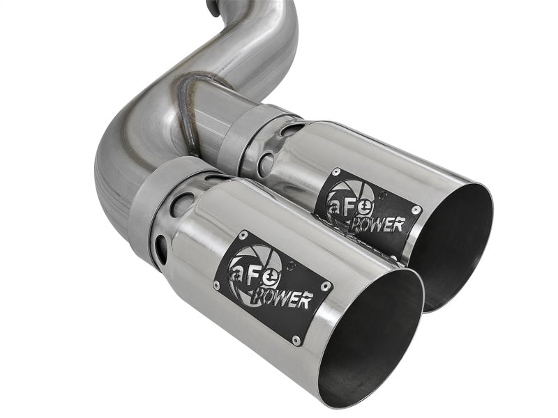 aFe Rebel XD 4in SS Down-Pipe Back Exhaust w/Dual Polished Tips 17-18 Ford Diesel Trucks V8-6.7L(td) - DTX Performance