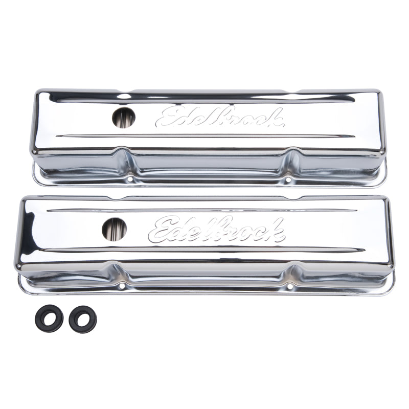 Edelbrock Valve Cover Signature Series Chevrolet 1959-1986 262-400 CI V8 Tall Chrome - DTX Performance