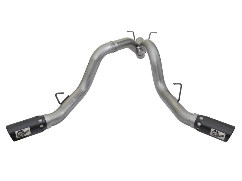 aFe LARGE BORE-HD 4in 409-SS DPF-Back Exhaust w/Dual Black Tips 2017 GM Duramax V8-6.6L (td) L5P - DTX Performance