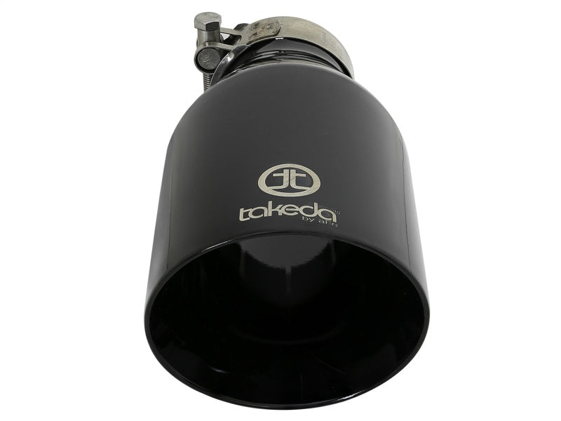 aFe Takeda 409 SS Clamp-On Exhaust Tip 2.5in. Inlet / 4.5in. Outlet / 9in. L - Black - DTX Performance