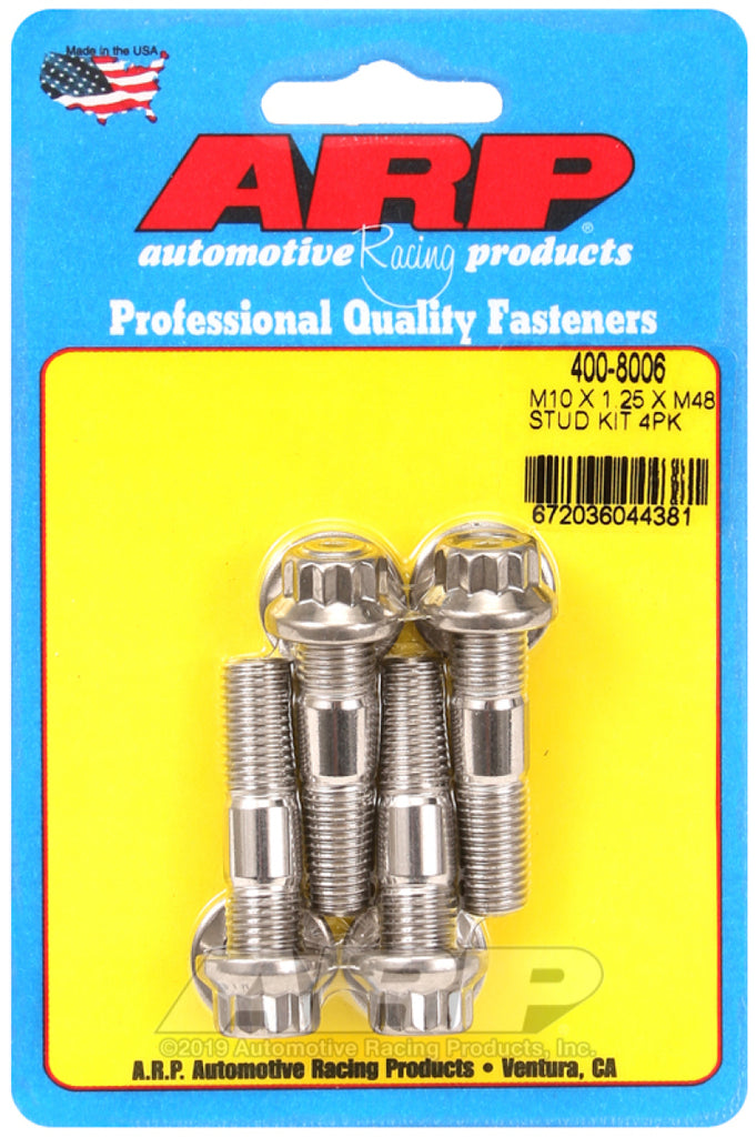 ARP M10 x 1.25 x 48mm Broached 4 Piece Stud Kit - DTX Performance