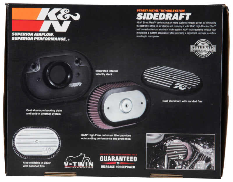 K&N Street Metal Intake System for 12-16 Harley Davidson Road King 103cl Side Draft Touring - DTX Performance