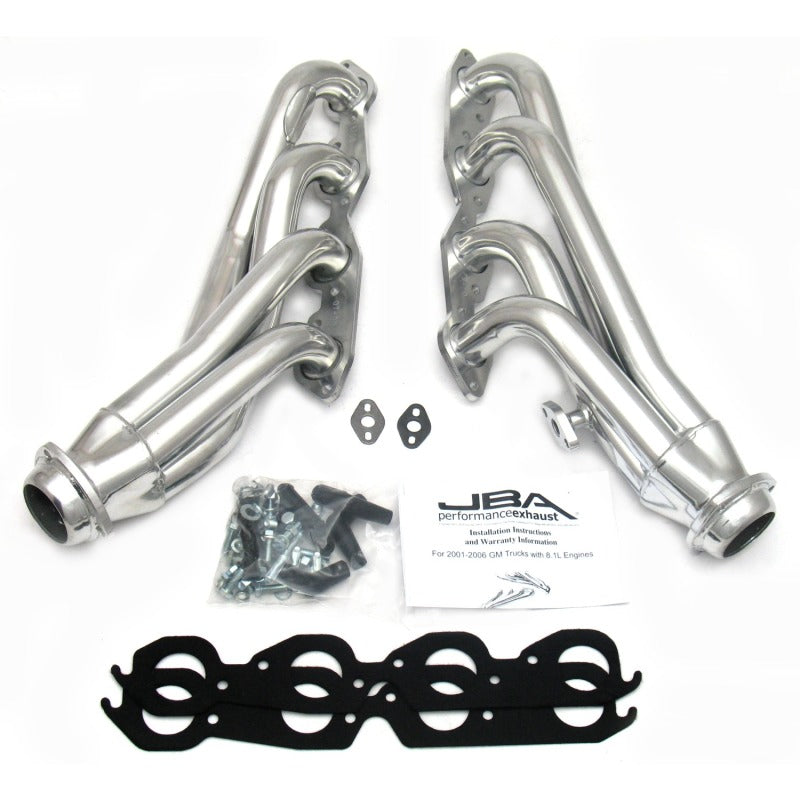 JBA 01-03 Gm Truck 8.1L BBC w/o EGR/A.I.R. 1-3/4in Primary Silver Ctd Cat4Ward Header - DTX Performance