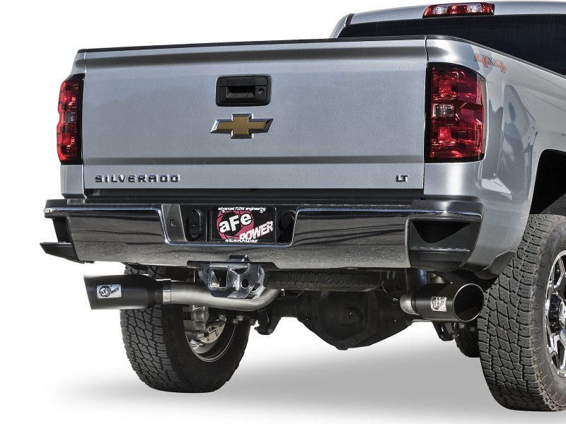 aFe Atlas Exhaust 4in Dual DPF-Back Al Steel w/ Black Tips 16-17 GM Diesel Truck V8-6.6L (td) LML - DTX Performance