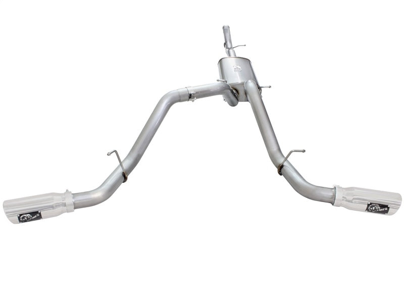 aFe Mach Force-XP Exhaust 3in Cat-Back SS 14-15 GM 1500 Trucks 4.3L/5.3L Dual Split w/ Polished Tip - DTX Performance