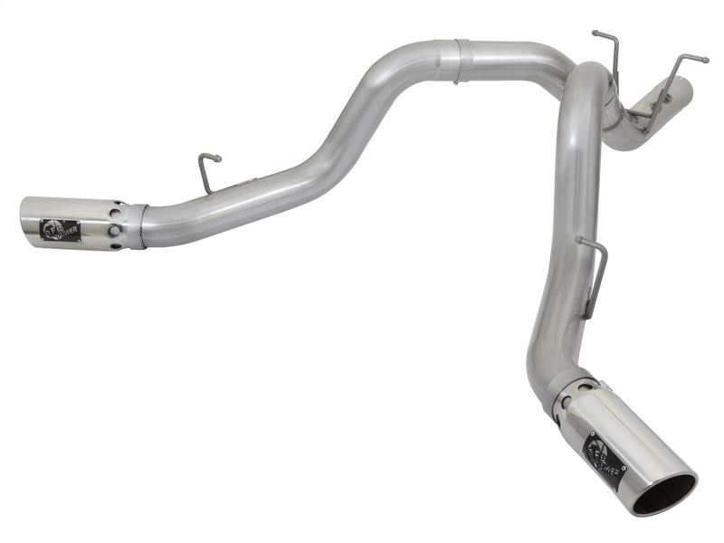 aFe ATLAS 4in DPF-Back Alum Steel Exhaust System w/Dual Exit Polished Tip 2017 GM Duramax 6.6L (td) - DTX Performance