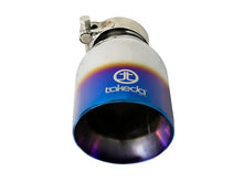 Load image into Gallery viewer, aFe Takeda 304 Stainless Steel Clamp-On Exhaust Tip 2.5in Inlet / 4in Outlet - Blue Flame - DTX Performance