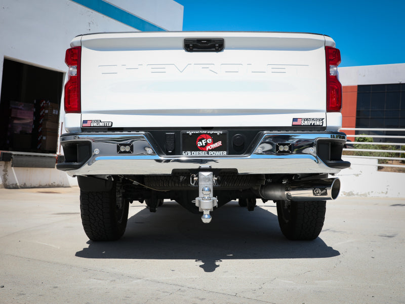 aFe Large Bore-HD 5 IN 409 SS DPF-Back Exhaust System w/Polished Tip 20-21 GM Truck V8-6.6L - DTX Performance