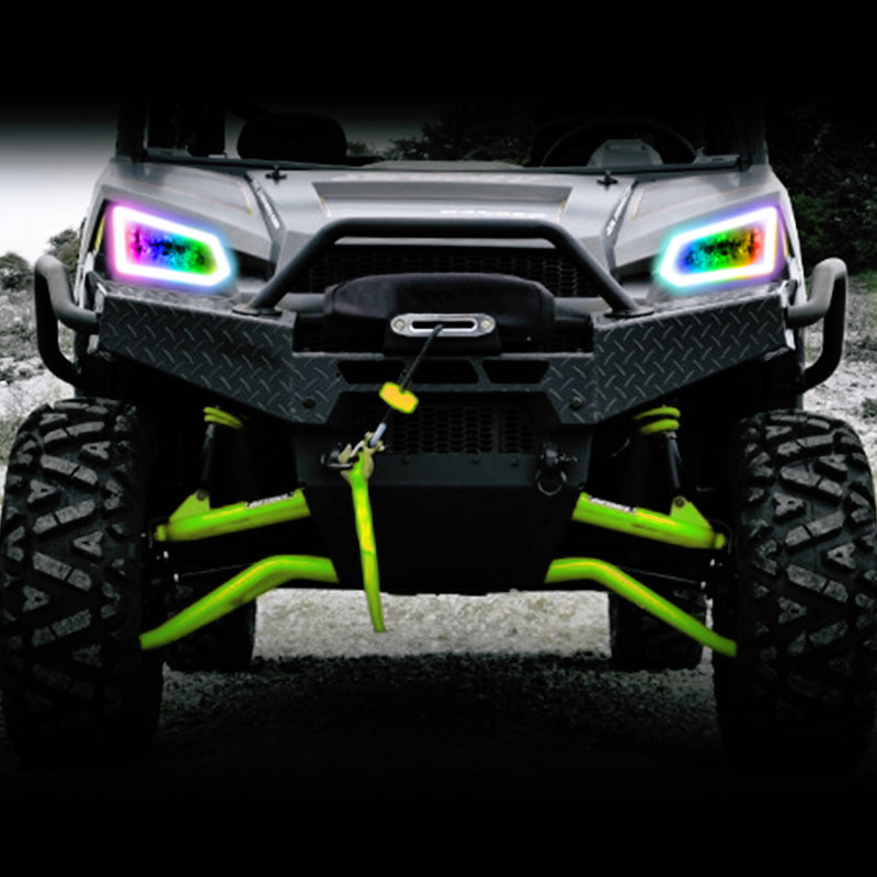 Oracle 14-19 Polaris Ranger 570/900/1000 Dynamic RGB+W Headlight Halo Kit - ColorSHIFT - Dynamic - DTX Performance