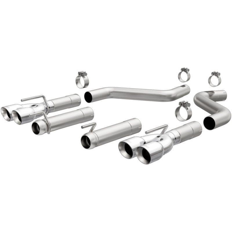 MagnaFlow Axle-Back, SS, 3in, Quad Split Rear 3.5 Tips 2015 Dodge Challenger incl SRT Hellcat - DTX Performance