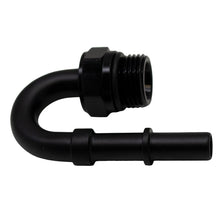 Load image into Gallery viewer, DeatschWerks 8AN ORB Male to 3/8in Male EFI Quick Connect Adapter 180-Degree - Anodized Matte Black - DTX Performance