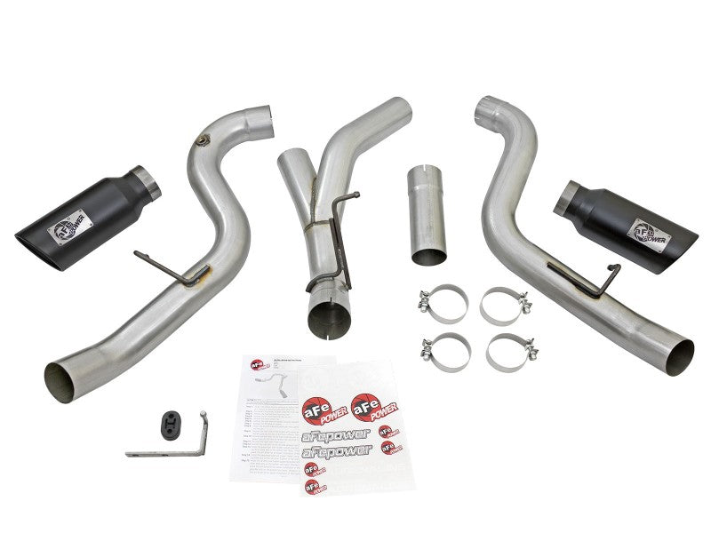 aFe Atlas Exhaust 4in Dual DPF-Back Al Steel w/ Black Tips 16-17 GM Diesel Truck V8-6.6L (td) LML - DTX Performance