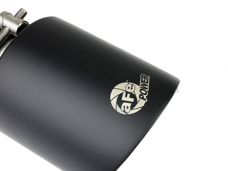 aFe Takeda 304 SS Clamp-On Exhaust Tip 2.5in. Inlet / 4.5in. Outlet / 7in. L - Black - DTX Performance