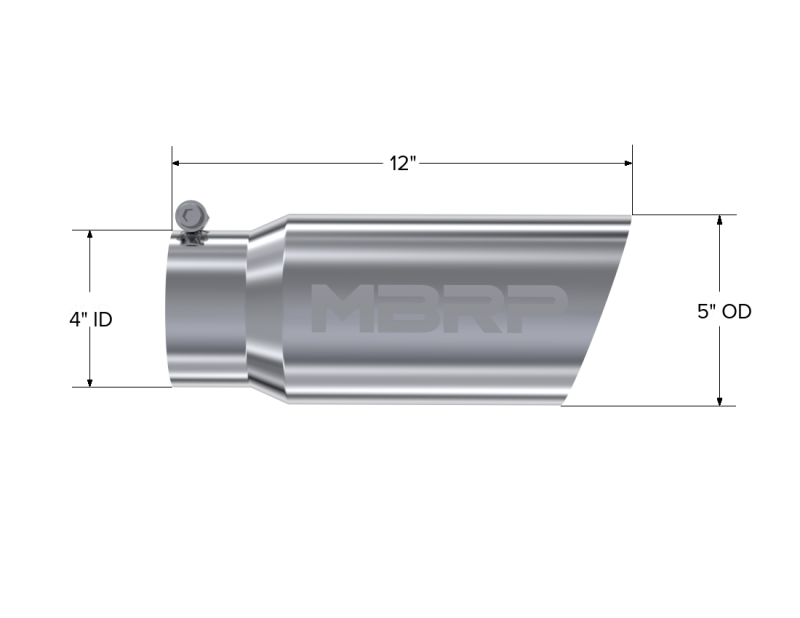 MBRP Universal Tip 5 O.D. Angled Single Walled 4 inlet 12 length - DTX Performance