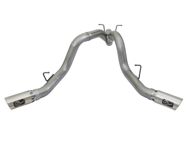 aFe Large Bore-HD 4in 409-SS DPF-Back Exhaust w/Dual Polished Tips 2017 GM Duramax V8-6.6L (td) L5P - DTX Performance